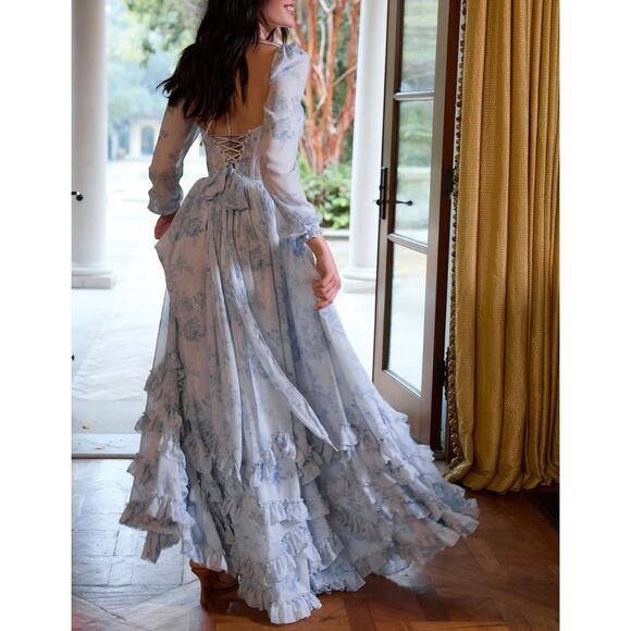 V. Chapman Maxi Dress Carmella Size 8 Color Tapestry Rose Blue - Picture 7 of 7